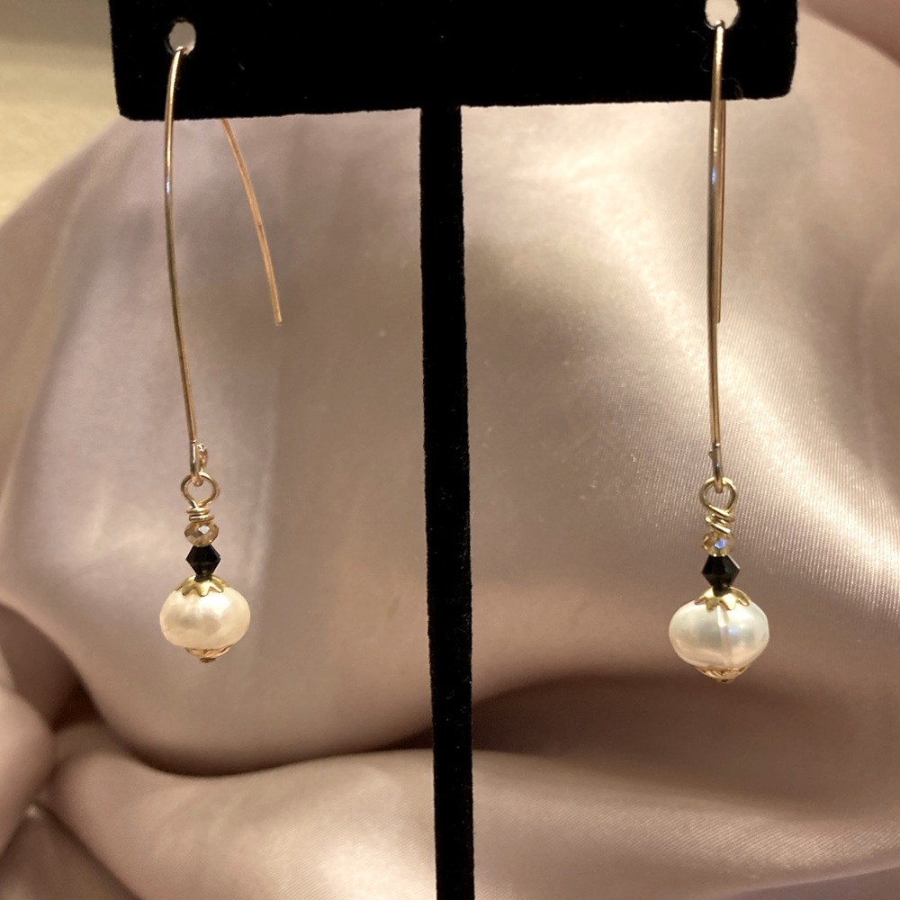 Pearl Drop Earrings on Marquis Earwires....